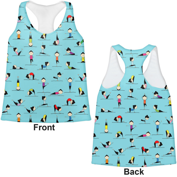 Yoga Poses Womens Racerback Tank Tops - Medium - Front and Back