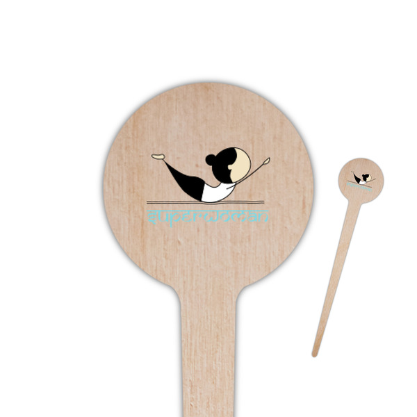 Custom Yoga Poses 4" Round Wooden Food Picks - Single Sided (Personalized)