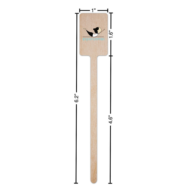 Yoga Poses Wooden 6.25" Stir Stick - Rectangular - Dimensions