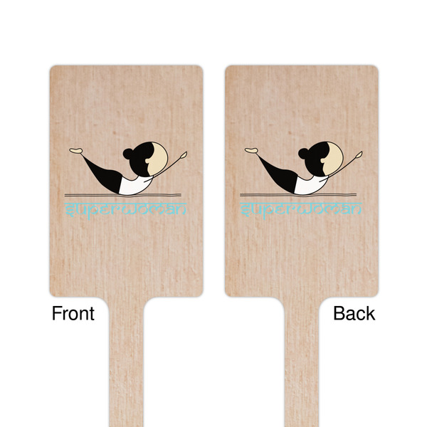 Yoga Poses Wooden 6.25" Stir Stick - Rectangular - Double Sided - Front & Back