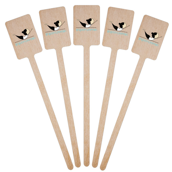Yoga Poses Wooden 6.25" Stir Stick - Rectangular - Fan View