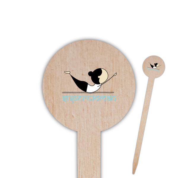 Custom Yoga Poses 6" Round Wooden Food Picks - Single Sided (Personalized)