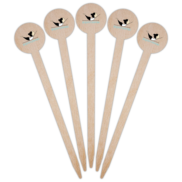 Yoga Poses Wooden 6" Food Pick - Round - Fan View