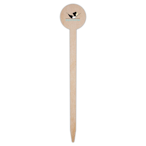 Yoga Poses Wooden 6" Food Pick - Round - Single Pick