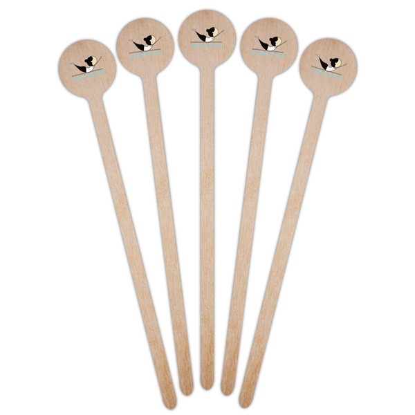 Yoga Poses Wooden 6" Stir Stick - Round - Fan View