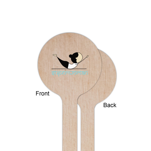 Yoga Poses Wooden 6" Stir Stick - Round - Single Sided - Front & Back