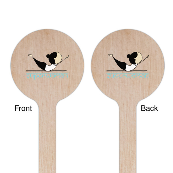 Yoga Poses Wooden 7.5" Stir Stick - Round - Double Sided - Front & Back