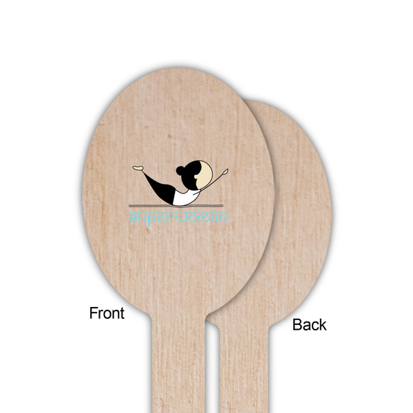 Yoga Poses Wooden Food Pick - Oval - Single Sided - Front & Back
