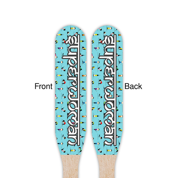 Yoga Poses Wooden Food Pick - Paddle - Double Sided - Front & Back