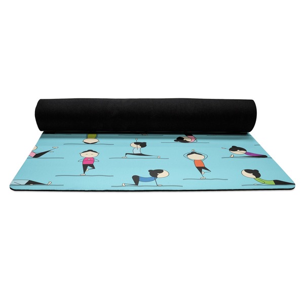 Yoga Poses Yoga Mat Rolled up Black Rubber Backing
