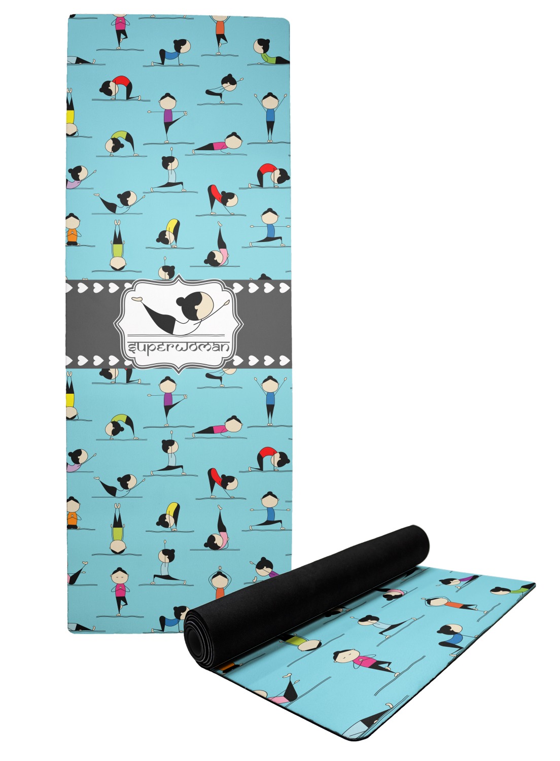 yoga mat with poses printed on it