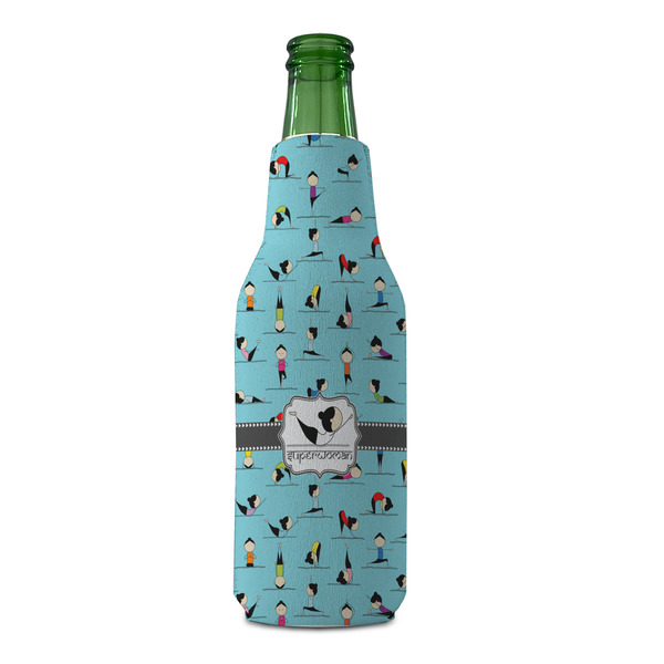 Yoga Poses Zipper Bottle Cooler - FRONT (bottle)