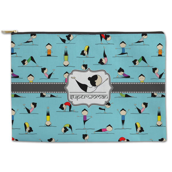 Custom Yoga Poses Zipper Pouch - Large - 12.5"x8.5" (Personalized)