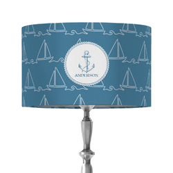 Rope Sail Boats 12" Drum Lamp Shade - Fabric (Personalized)