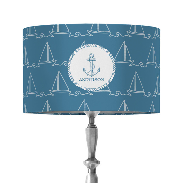 Custom Rope Sail Boats 12" Drum Lamp Shade - Fabric (Personalized)
