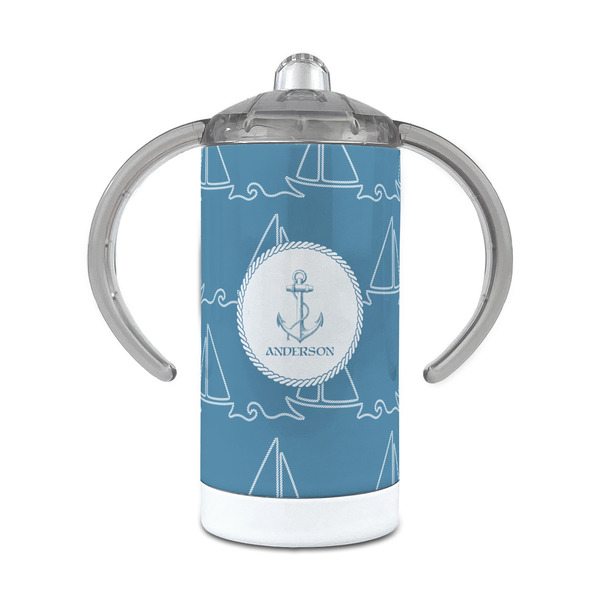 Custom Rope Sail Boats 12 oz Stainless Steel Sippy Cup (Personalized)