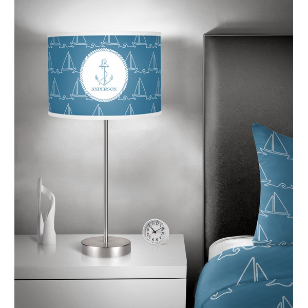 Rope Sail Boats 13 inch drum lamp shade - in room