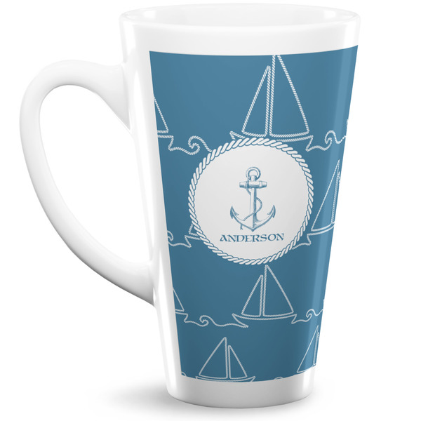 Custom Rope Sail Boats 16 Oz Latte Mug (Personalized)