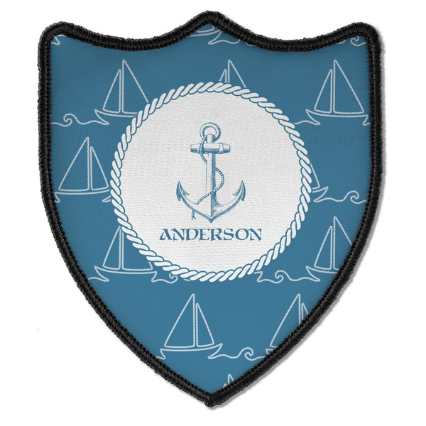Custom Rope Sail Boats Iron On Shield Patch B w/ Name or Text