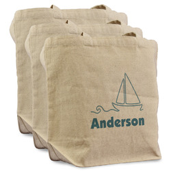 Rope Sail Boats Reusable Cotton Grocery Bags - Set of 3 (Personalized)