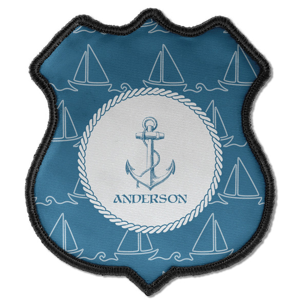 Custom Rope Sail Boats Iron On Shield Patch C w/ Name or Text