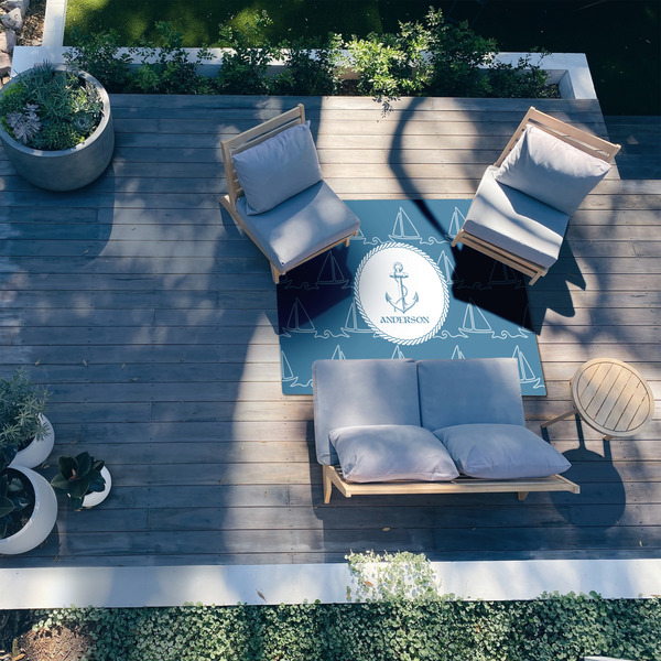 Rope Sail Boats 5'x7' Patio Rug - In context