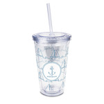 Rope Sail Boats 16oz Double Wall Acrylic Tumbler with Lid & Straw - Full Print (Personalized)