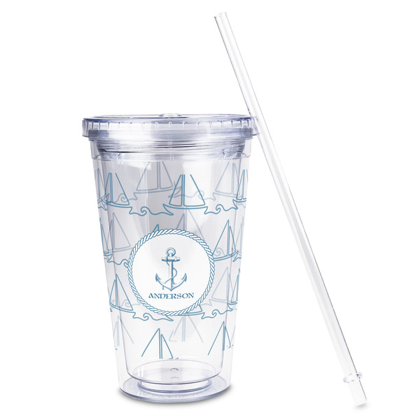 Rope Sail Boats Acrylic Tumbler - Full Print - Front straw out