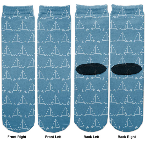 Rope Sail Boats Adult Crew Socks - Double Pair - Front and Back - Apvl
