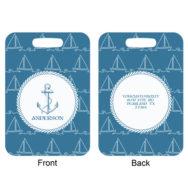 Rope Sail Boats Aluminum Luggage Tag (Front + Back)