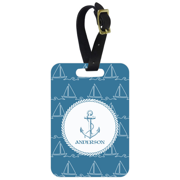 Custom Rope Sail Boats Metal Luggage Tag w/ Name or Text