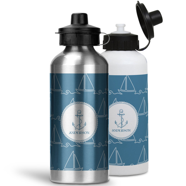 Rope Sail Boats Aluminum Water Bottles - MAIN (white &silver)