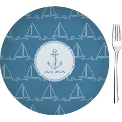 Rope Sail Boats 8" Glass Appetizer / Dessert Plates - Single or Set (Personalized)