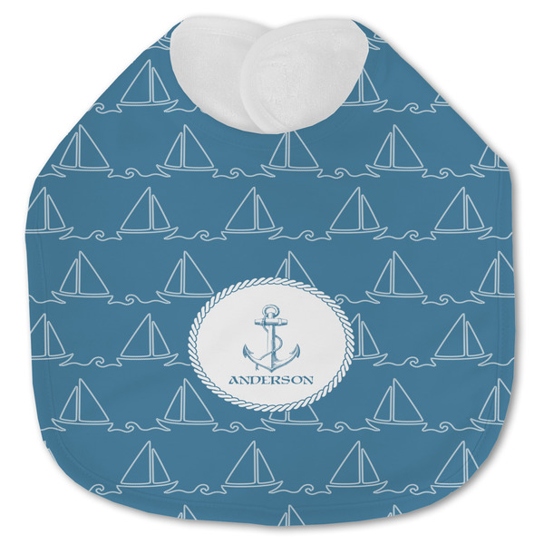 Custom Rope Sail Boats Jersey Knit Baby Bib w/ Name or Text