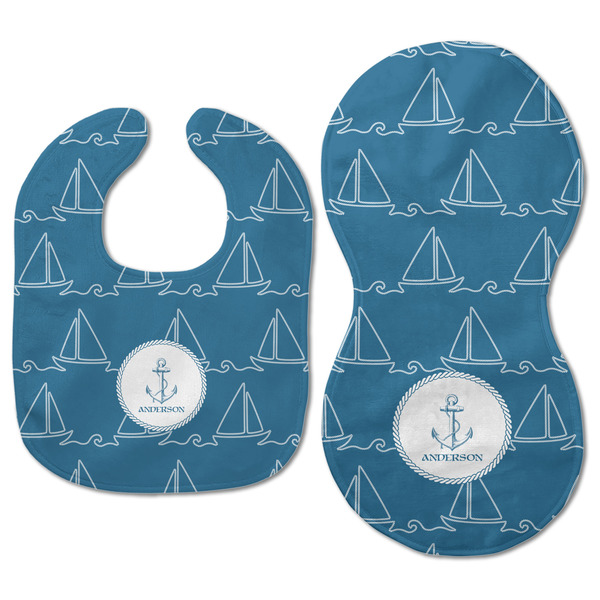 Rope Sail Boats Baby Bib & Burp Set - Approval (new bib & burp)