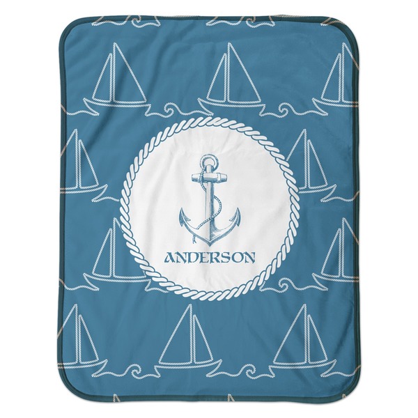 Rope Sail Boats Baby Sherpa Blanket - Flat