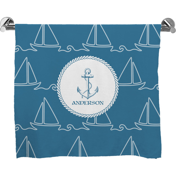 Custom Rope Sail Boats Bath Towel (Personalized)