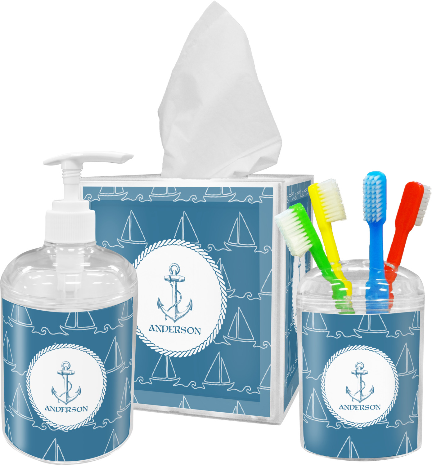 Rope Sail Boats Tissue Box Cover (Personalized) YouCustomizeIt