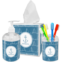 Rope Sail Boats Acrylic Bathroom Accessories Set w/ Name or Text