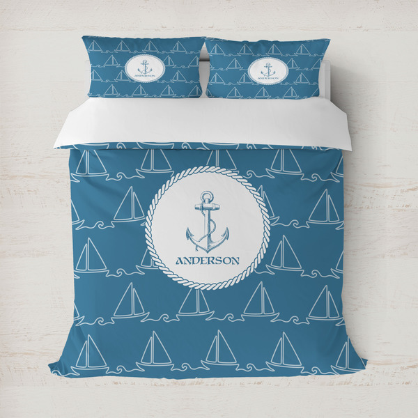 Custom Rope Sail Boats Duvet Cover Set - Full / Queen (Personalized)