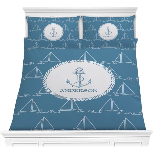 Custom Rope Sail Boats Comforter Set - Full / Queen (Personalized)