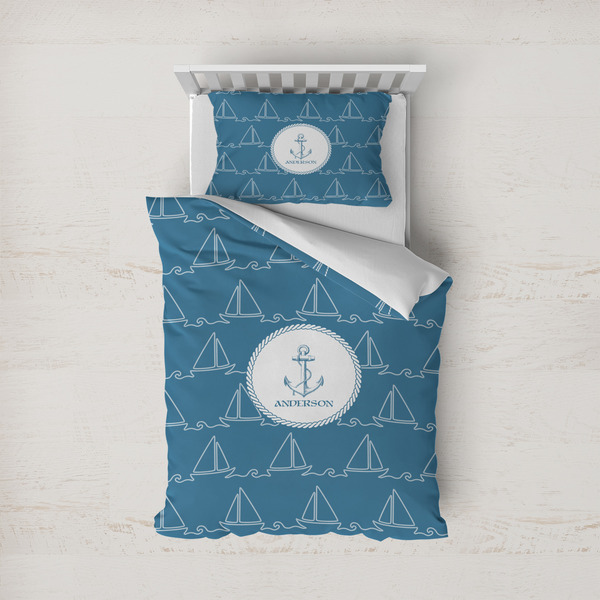 Custom Rope Sail Boats Duvet Cover Set - Twin (Personalized)