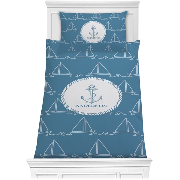 Custom Rope Sail Boats Comforter Set - Twin (Personalized)