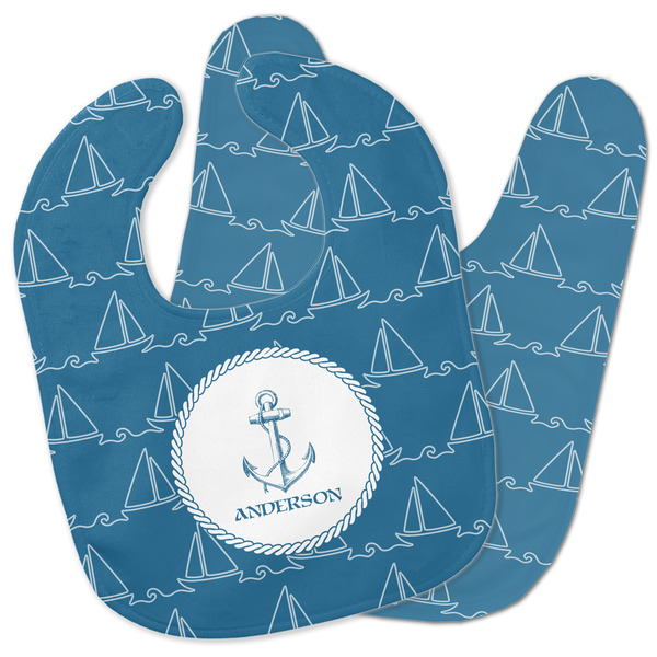 Custom Rope Sail Boats Baby Bib w/ Name or Text