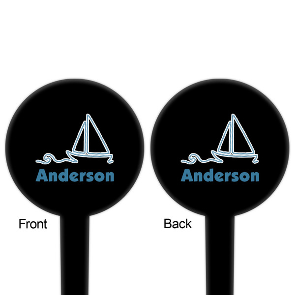 Rope Sail Boats Black Plastic 4" Food Pick - Round - Double Sided - Front & Back