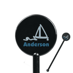 Rope Sail Boats 5.5" Round Plastic Stir Sticks - Black - Double Sided (Personalized)