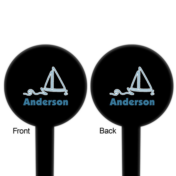 Rope Sail Boats Black Plastic 6" Food Pick - Round - Double Sided - Front & Back