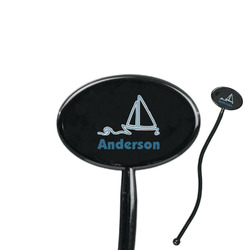 Rope Sail Boats 7" Oval Plastic Stir Sticks - Black - Single Sided (Personalized)