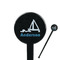 Rope Sail Boats 7" Round Plastic Stir Sticks - Black - Single Sided (Personalized)