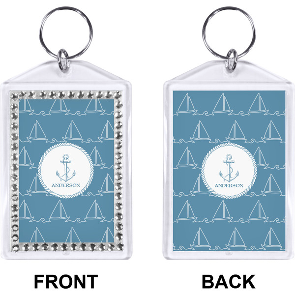 Rope Sail Boats Bling Keychain (Front + Back)